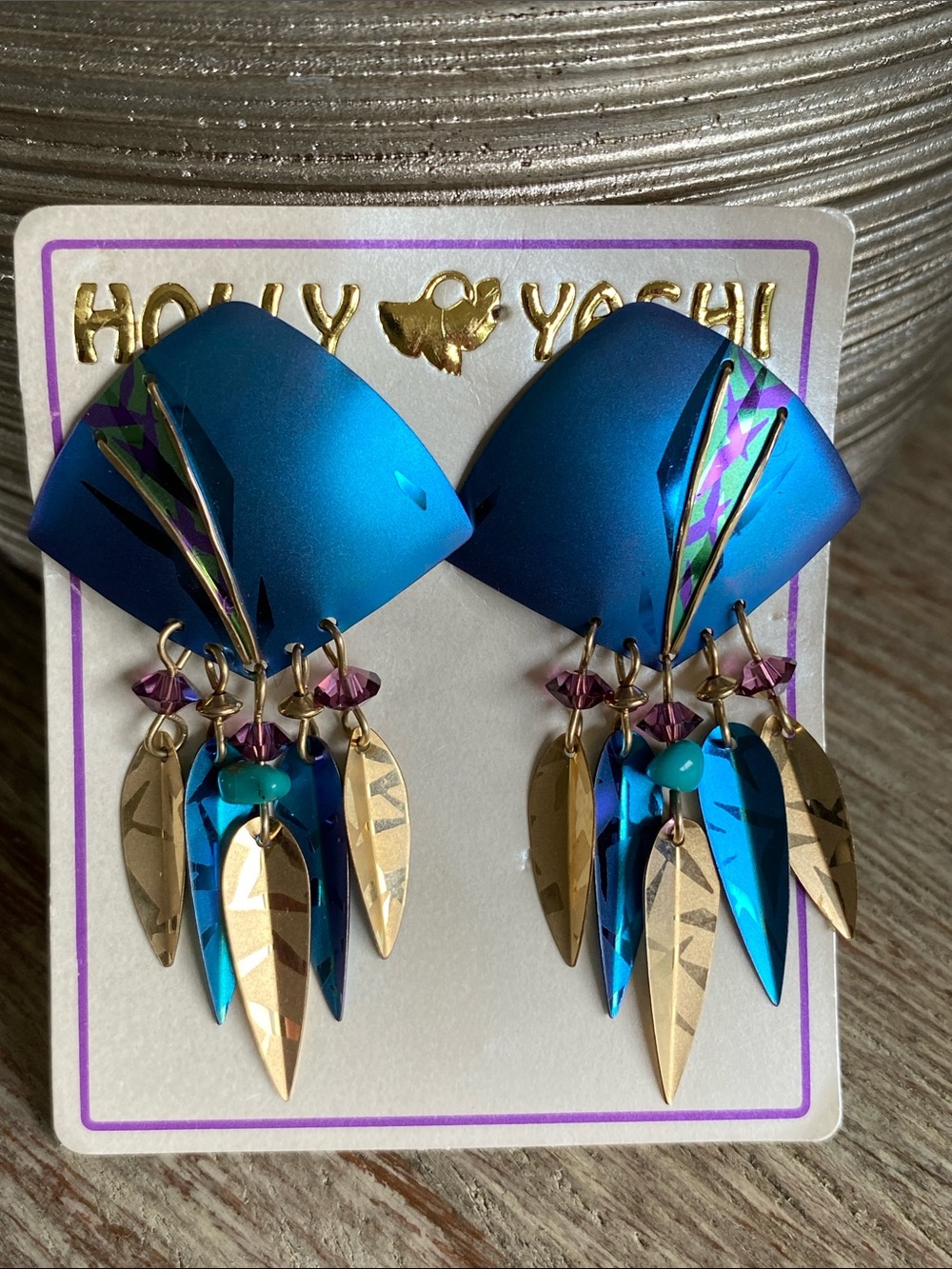 Holly Yashi rare vintage post dangle earrings Dead stock